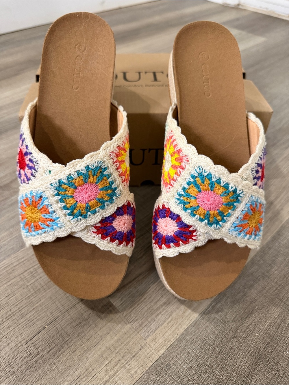 Multicolor Crochet Slide Sandals - Women
